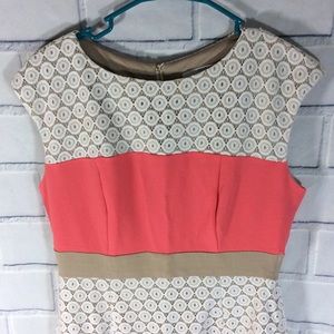 Studio One Size 8 Dress Sleeveless Lace Coral Peach Dress